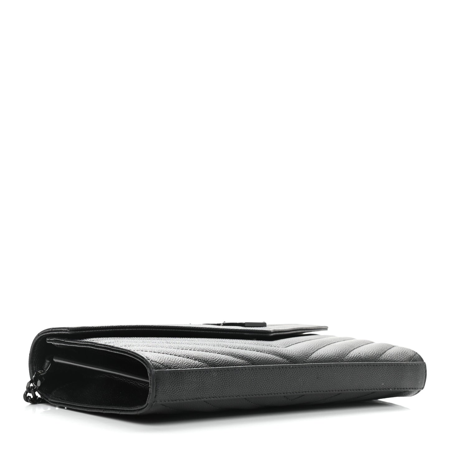 Grain De Poudre Matelasse Chevron Monogram Chain Wallet Black
