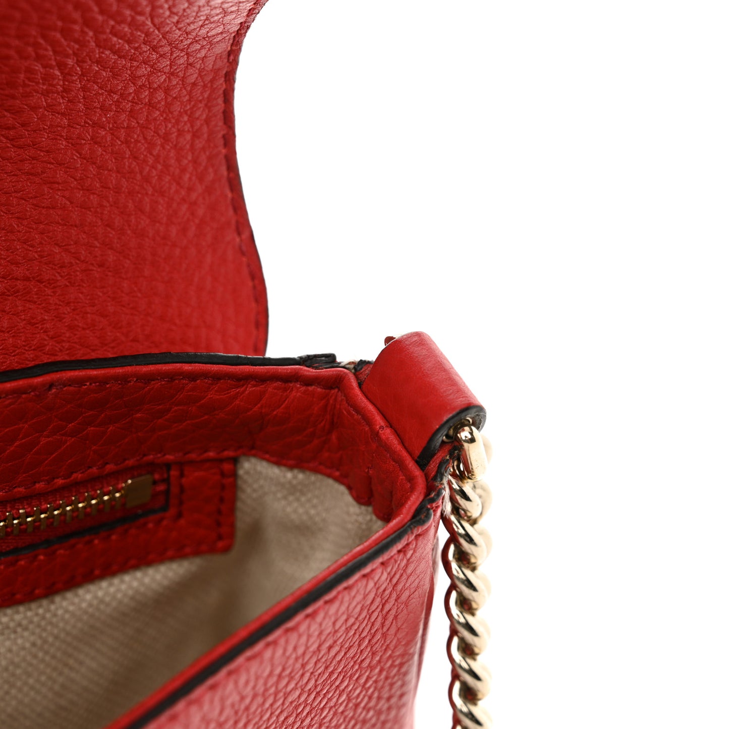 Pebbled Calfskin Medium Soho Flap Crossbody Vibrant Red