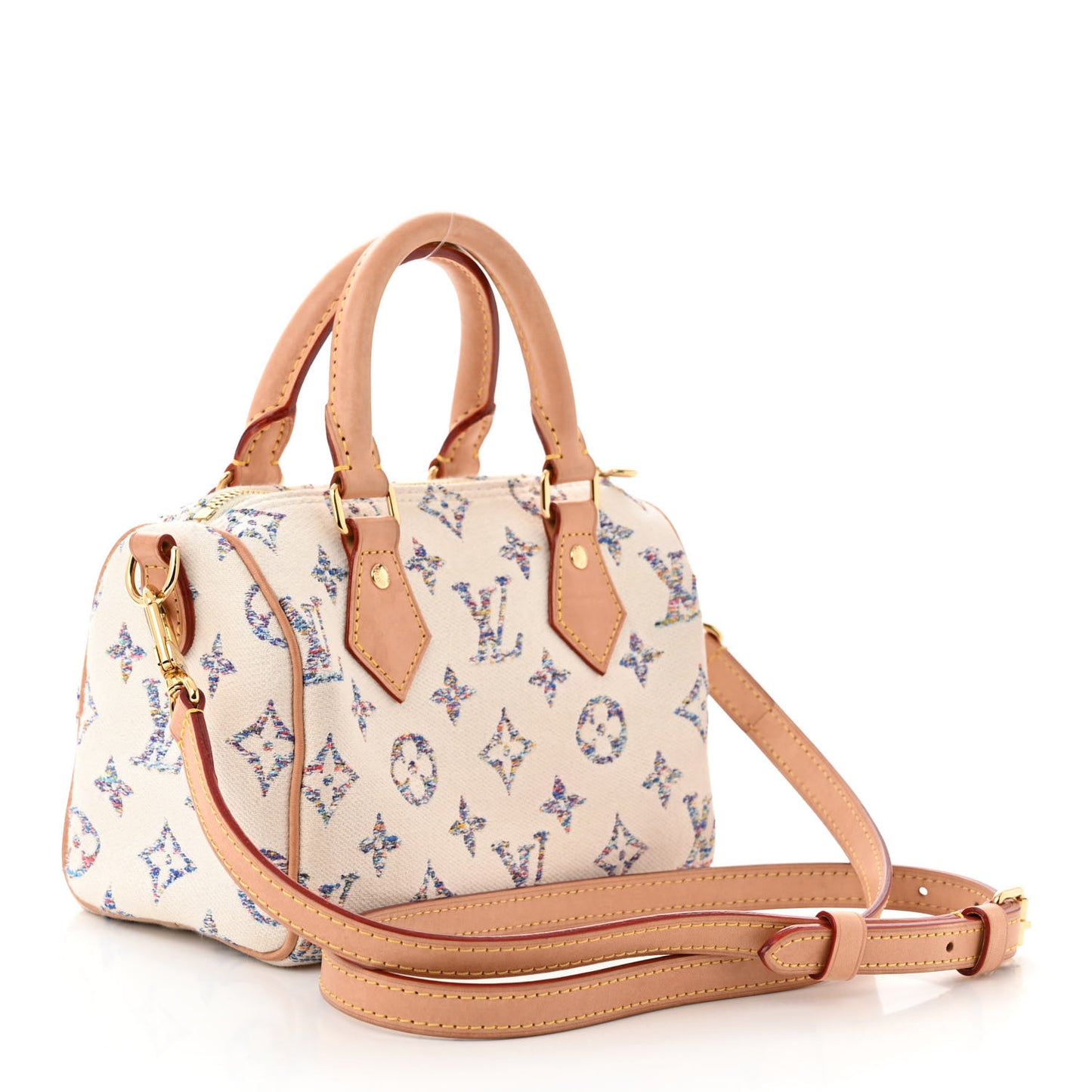 Monogram Jacquard Fabric Speedy Bandouliere 20 Multicolor Beige