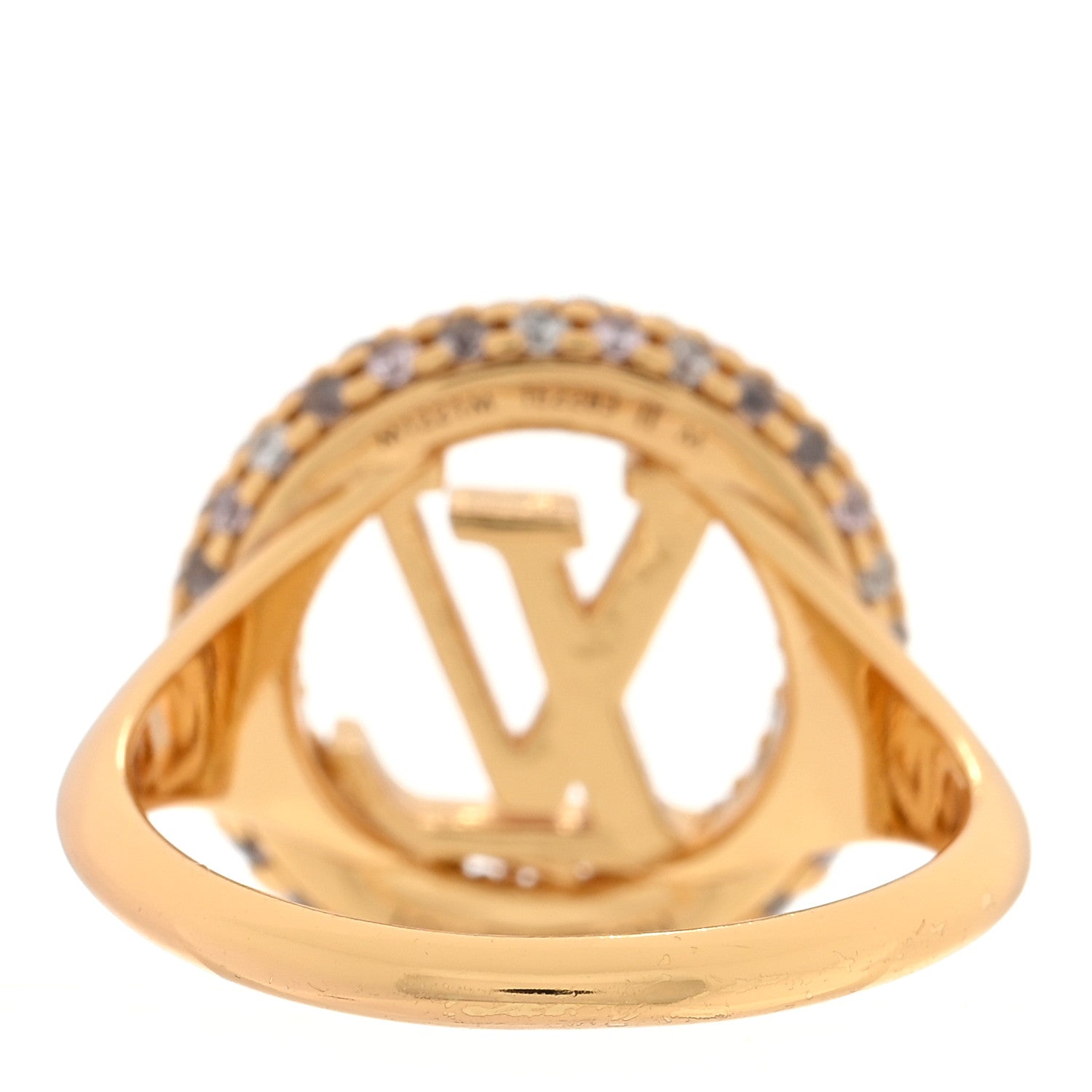 Louis Vuitton Metal Crystal Louise Tresor Ring M Gold 3 of 4