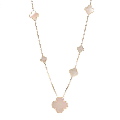 Van Cleef & Arpels 18K Yellow Gold Mother of Pearl 11 Motifs Magic Alhambra Necklace 1 of 7