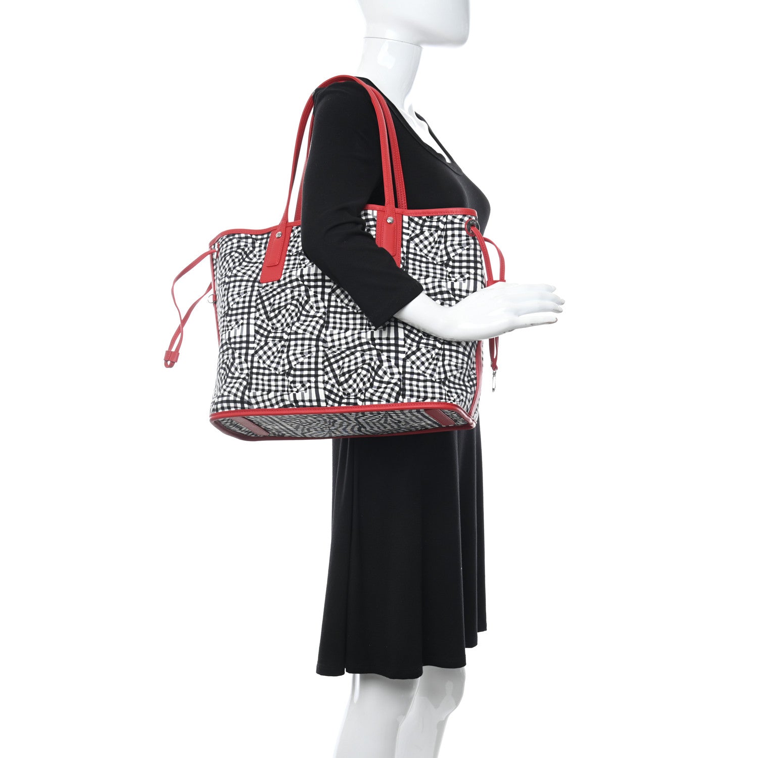 MCM Visetos Medium Liz Reversible Shopper Tote Black Red 2 of 13