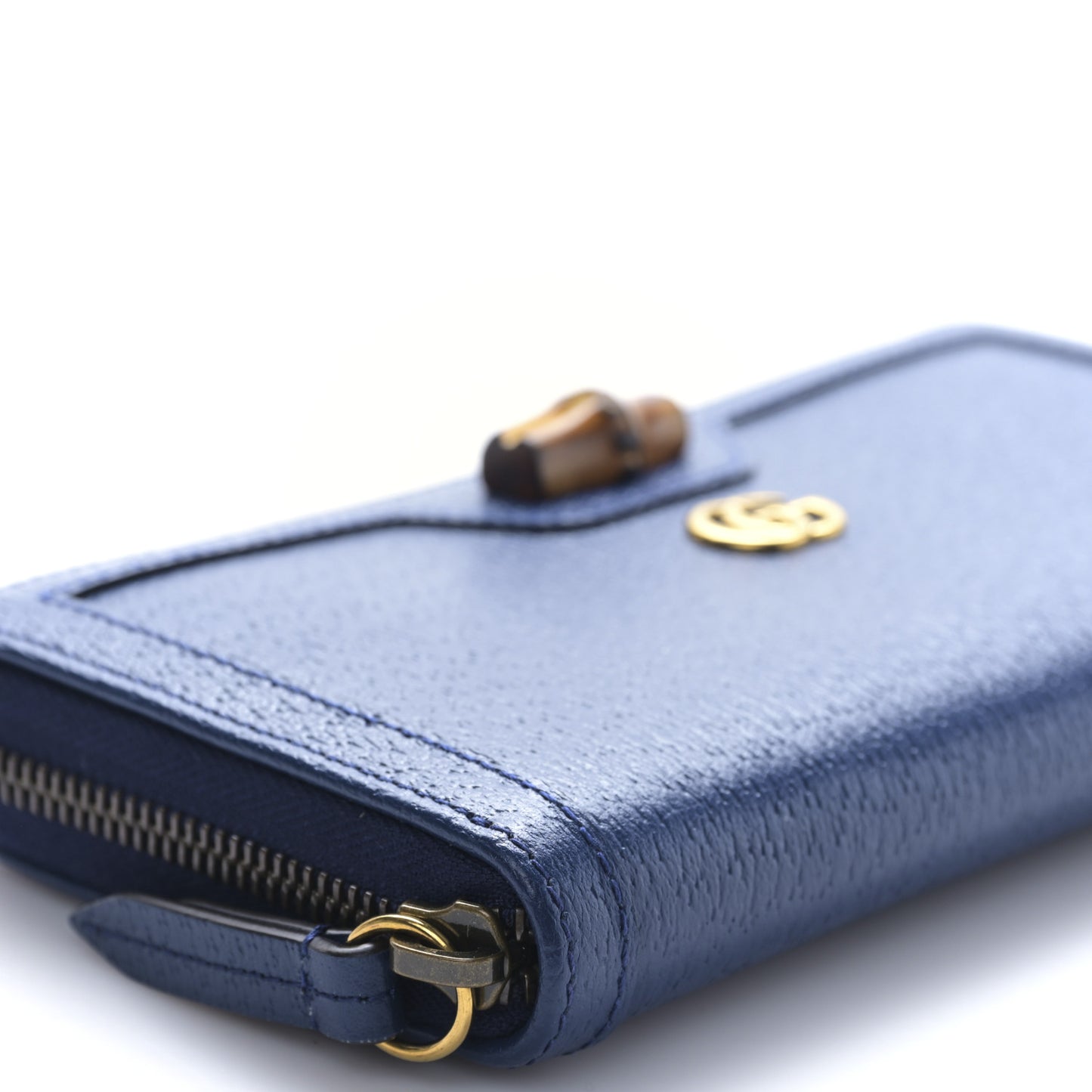 Wonka Grain Calfskin Diana Zip Around Continental Wallet Navy