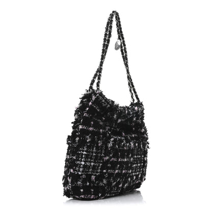 Chanel Tweed Patchwork Quilted Small Chanel 22 Black Pink White 4 of 11