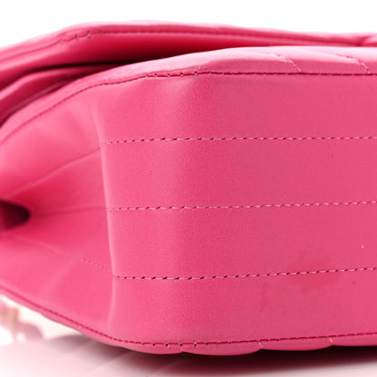 Chanel Lambskin Chevron Quilted Medium Double Flap Pink 9 of 11