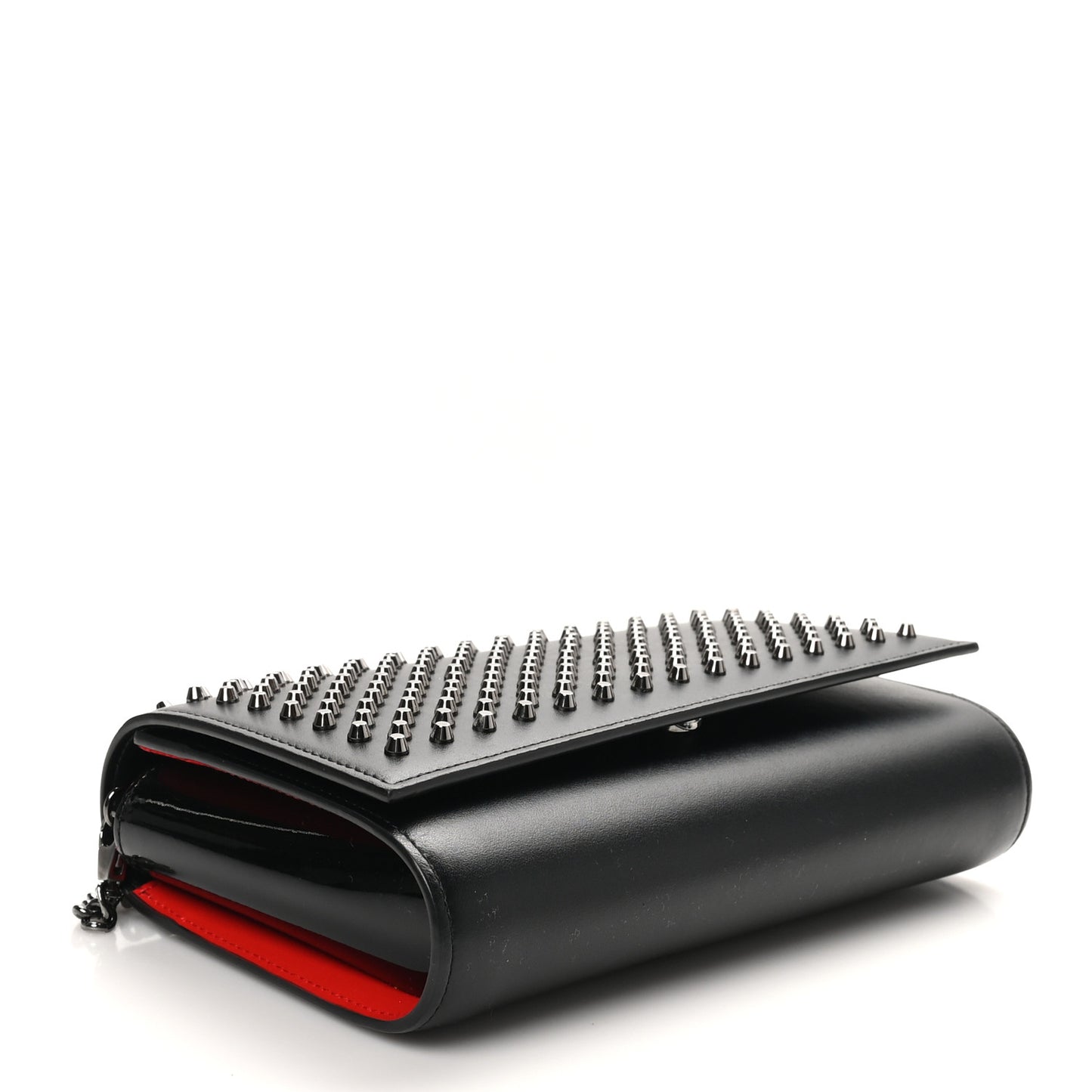 Calfskin Patent Spikes Paloma Clutch Black