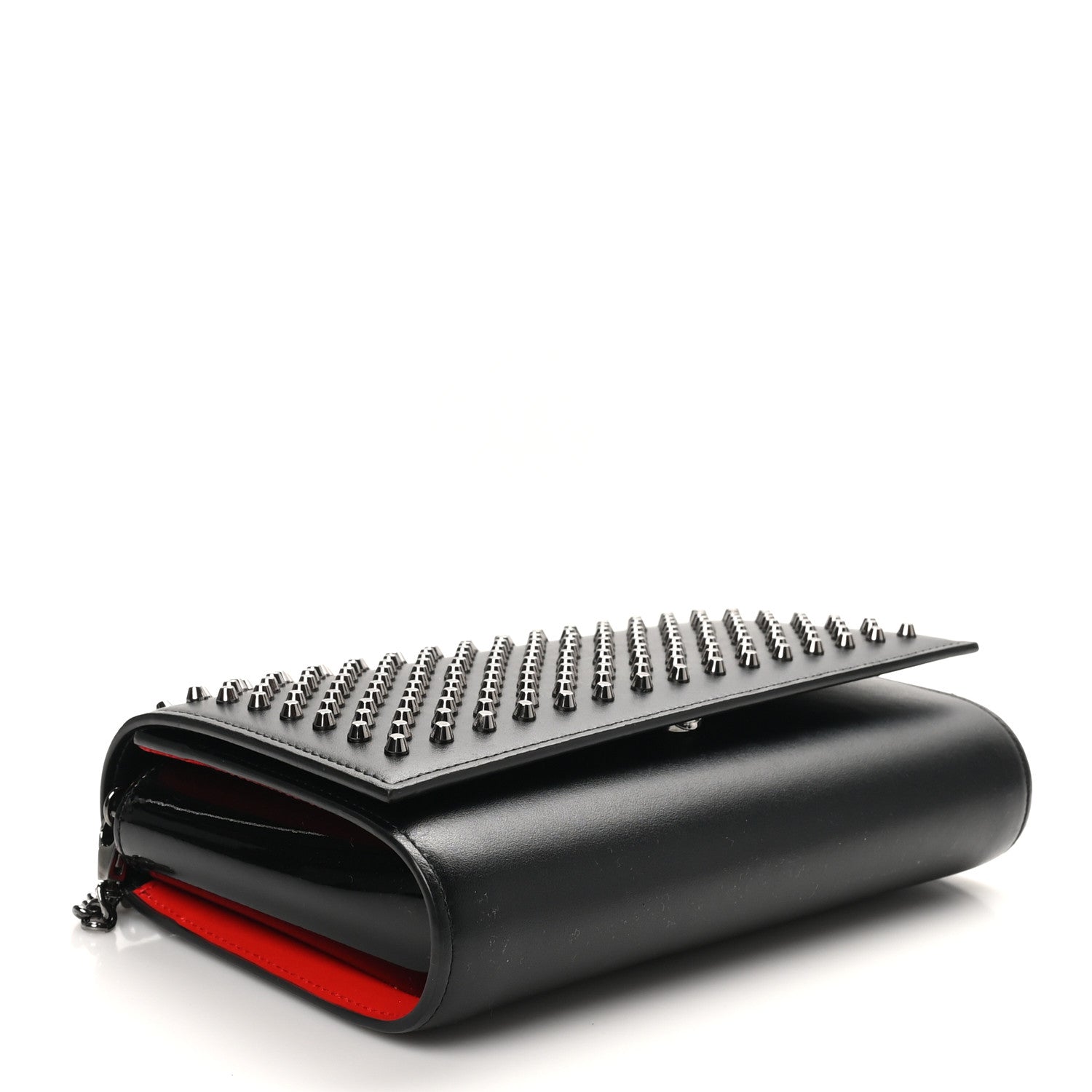 Christian Louboutin Calfskin Patent Spikes Paloma Clutch Black 4 of 9