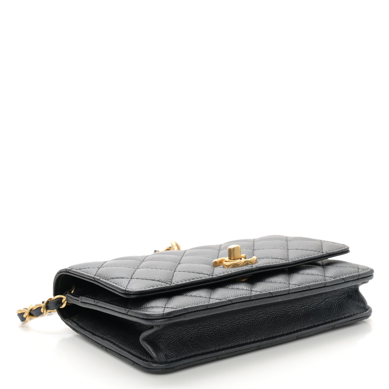 Chanel Pearly Caviar Quilted Fit For You Wallet On Chain WOC Black 4 of 12