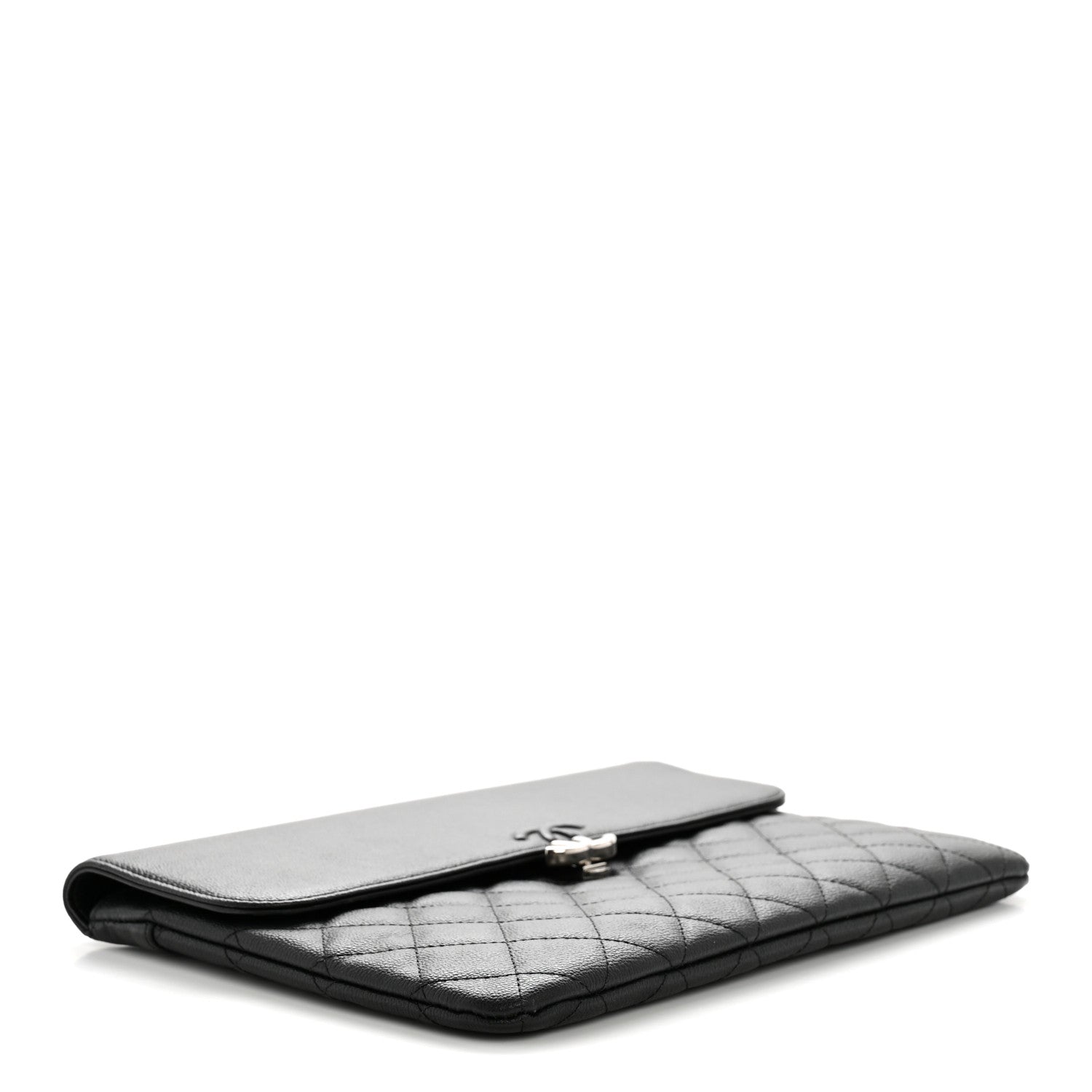 Chanel Grained Calfskin Quilted CC Box Pouch Black 4 of 12