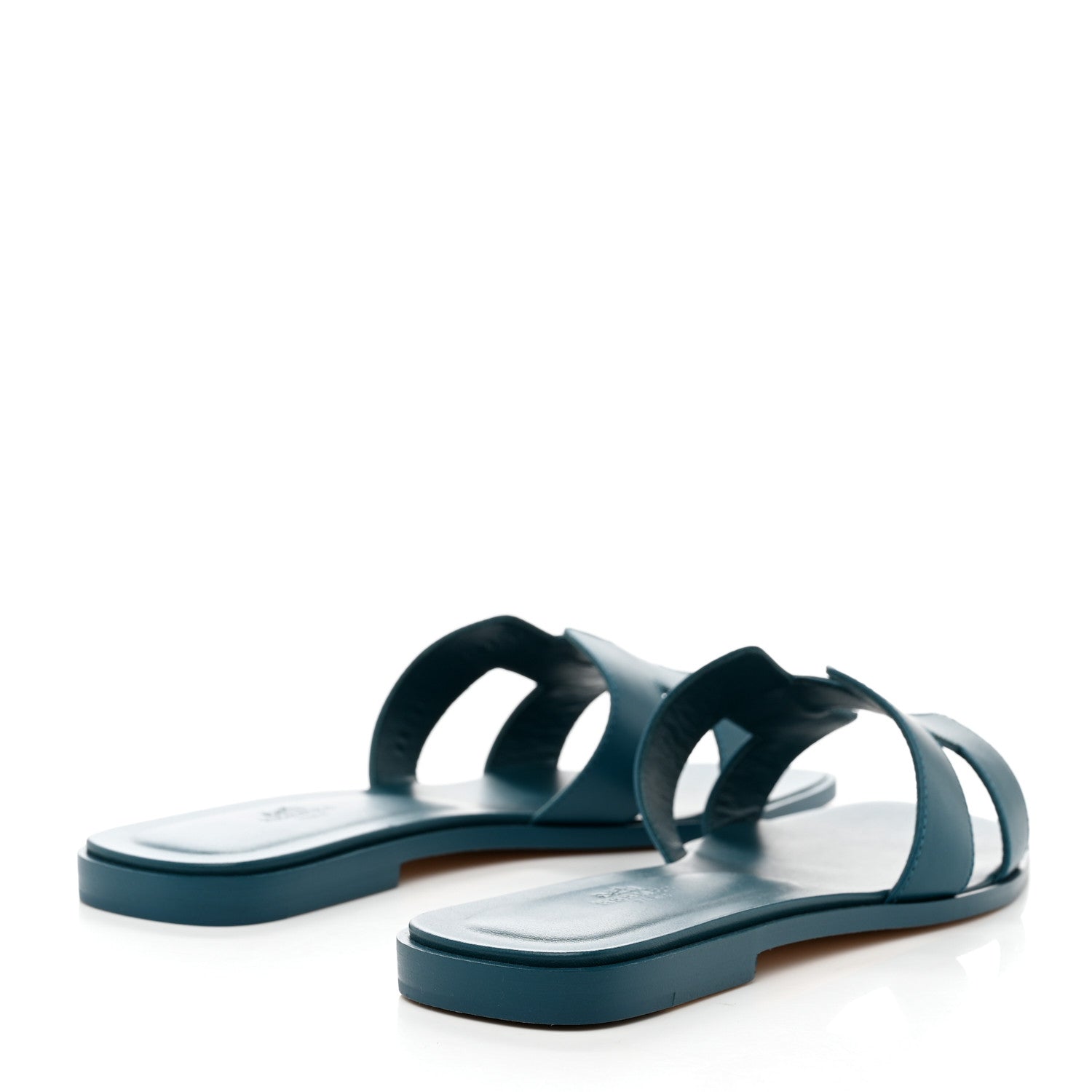 Hermes Calfskin Oran Sandals 39.5 Bleu Emeraude 4 of 9