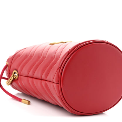 Gucci Calfskin Matelasse Mini GG Marmont 2.0 Bucket Bag Hibiscus Red 9 of 11