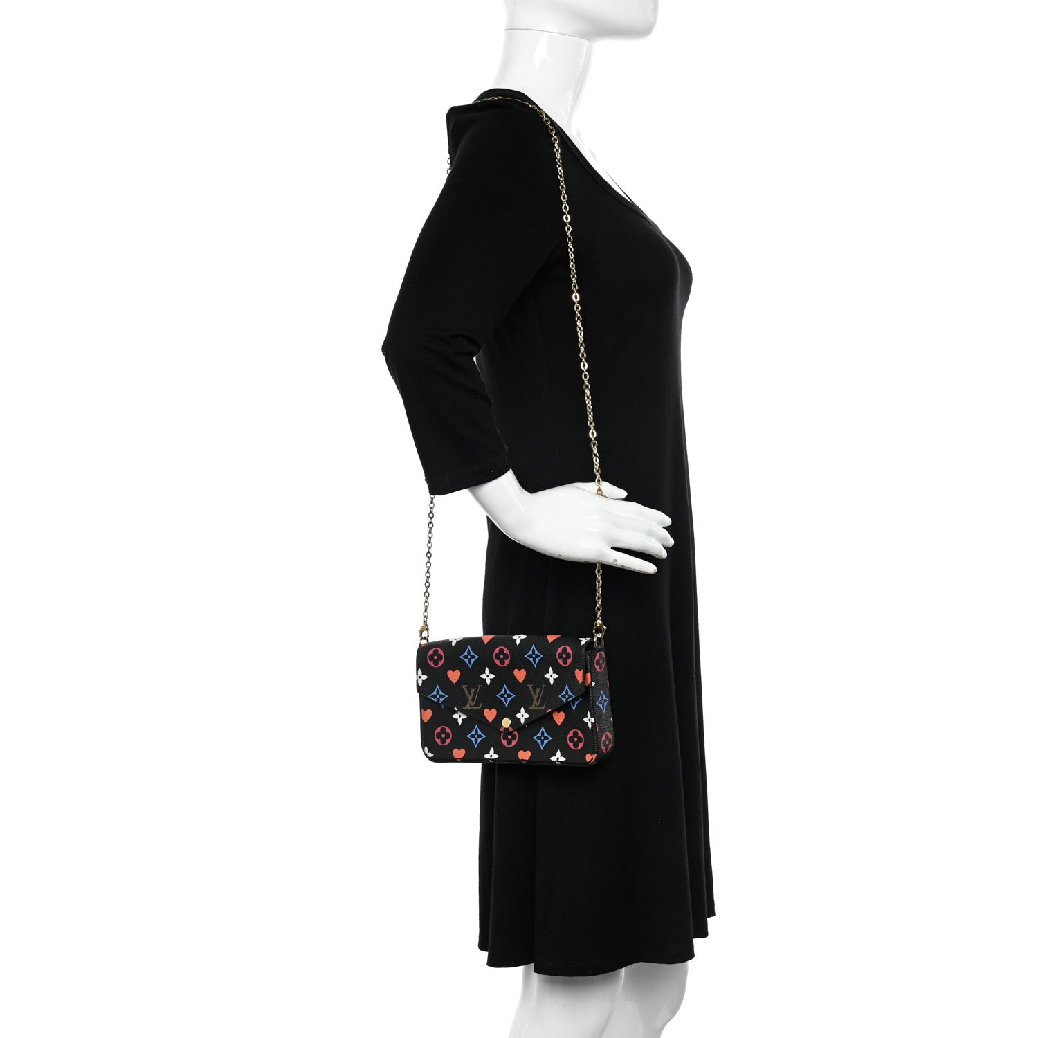 Louis Vuitton Game On Felicie Chain Wallet Black 2 of 10