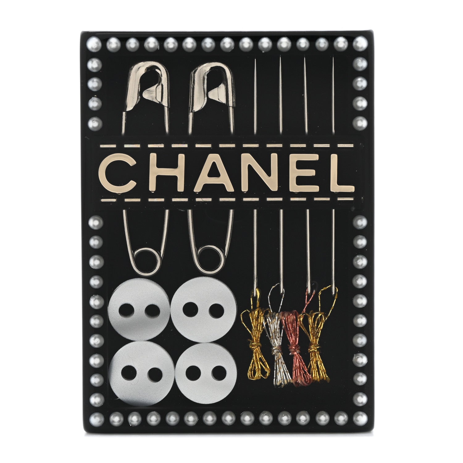 Chanel Lucite Sewing Kit Pin Brooch Black 1 of 4
