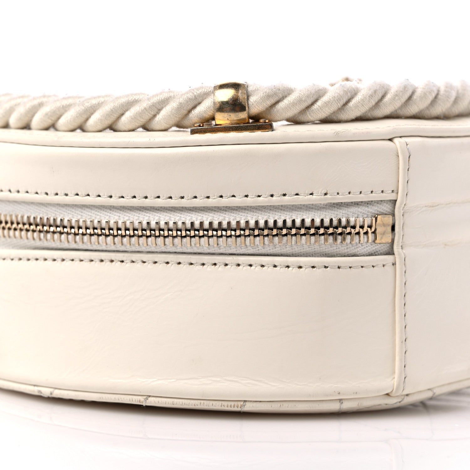 Chanel Crumpled Calfskin Cotton Small En Vogue Round Bag White 8 of 14