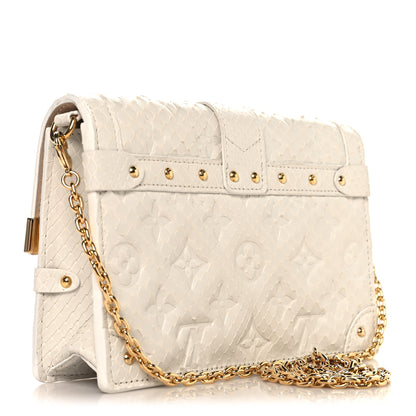 Louis Vuitton Snakeskin Monogram Embossed Trunk Chain Wallet Blanc 3 of 11