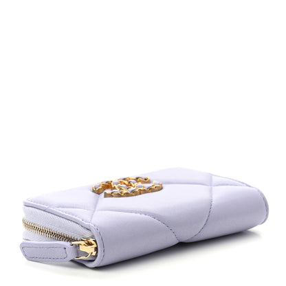 Chanel Lambskin Quilted 19 Zip Around Coin Purse Wallet Light Purple 3 of 6