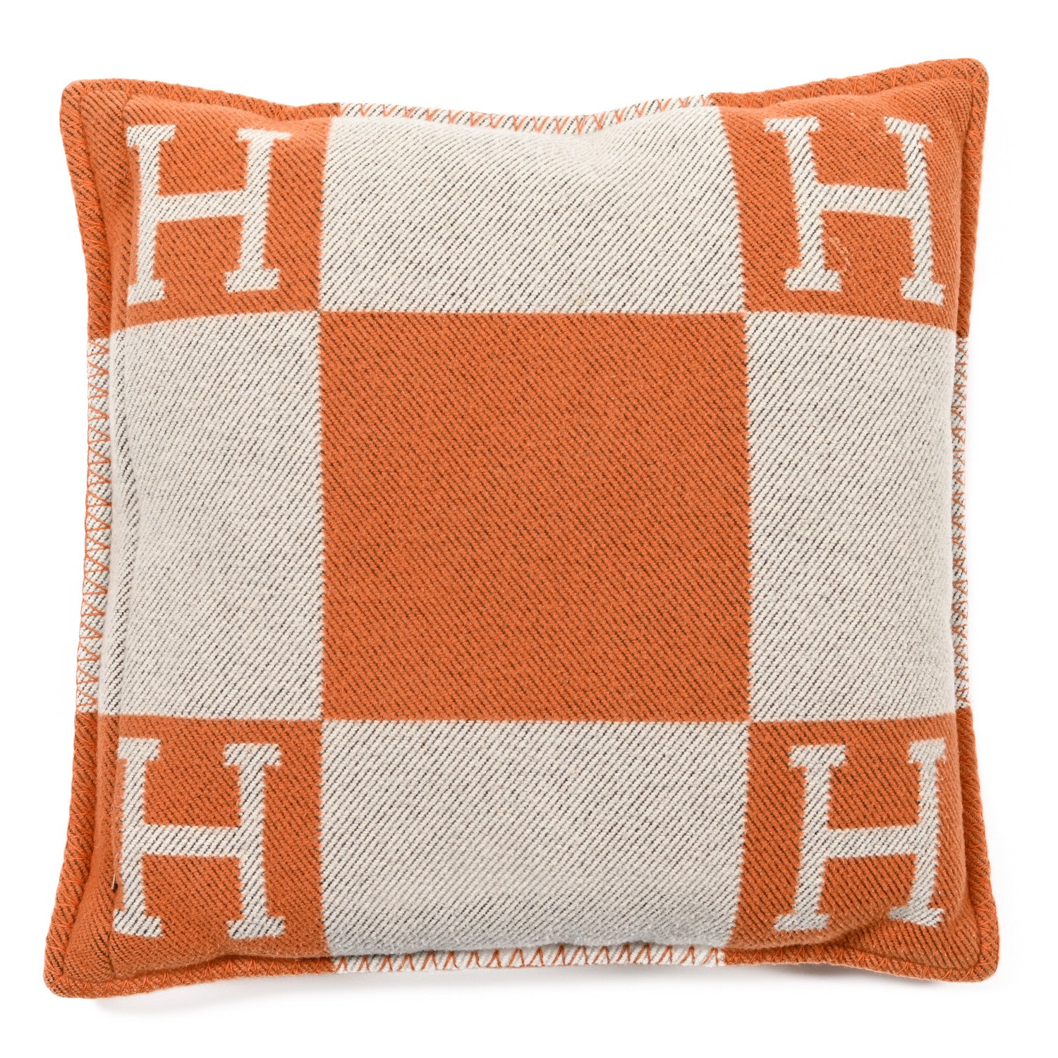 Hermes Wool Cashmere Avalon Pillow PM Ecru Potiron 2 of 3
