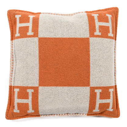 Hermes Wool Cashmere Avalon Pillow PM Ecru Potiron 2 of 3