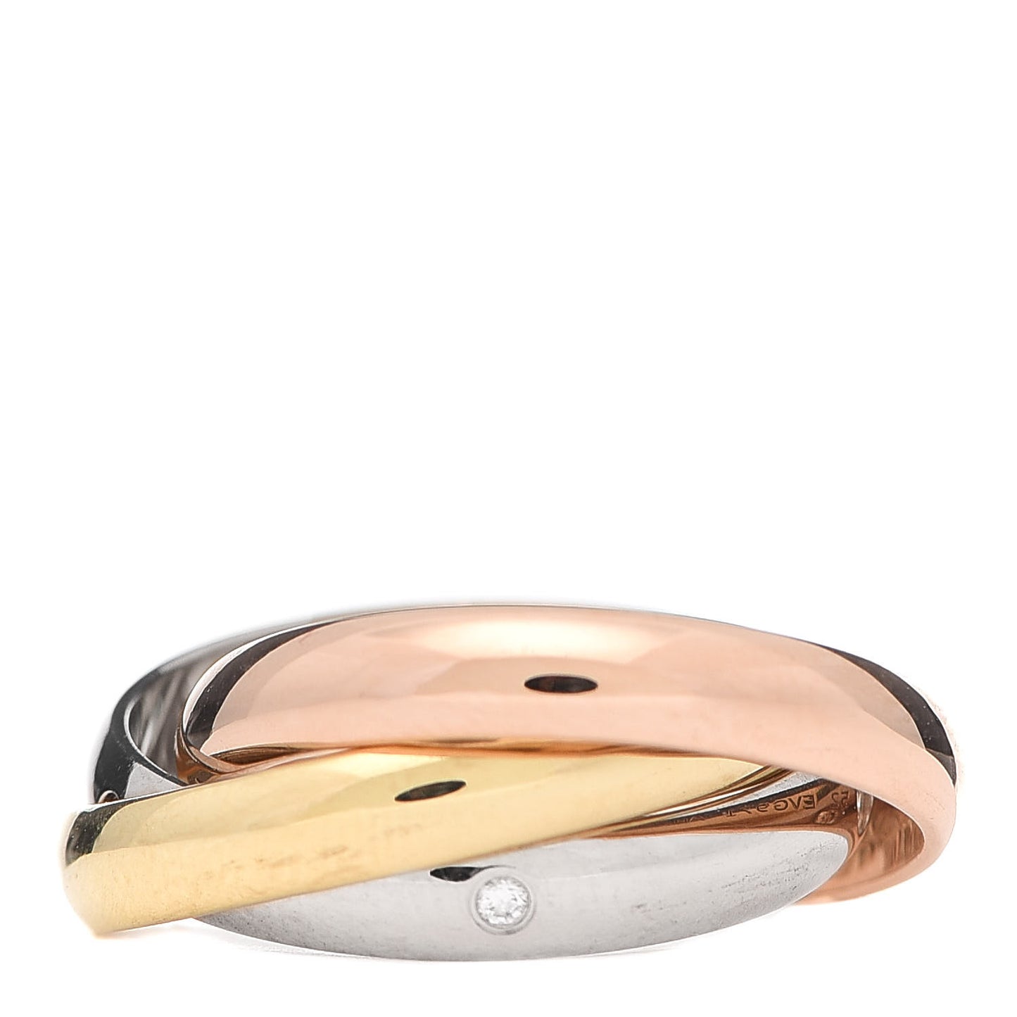 18K Pink Yellow White Gold Diamond Trinity Ring 52 6