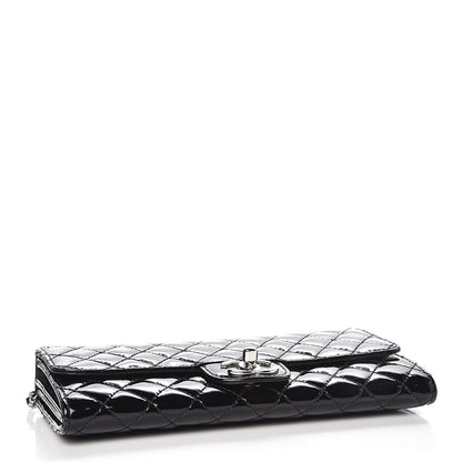 Chanel Patent Calfskin Quilted East West Flap Clutch Black 4 of 8