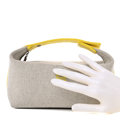 Hermes Canvas Small Bride-A-Brac Pouch Natural Jaune Citron 2 of 11