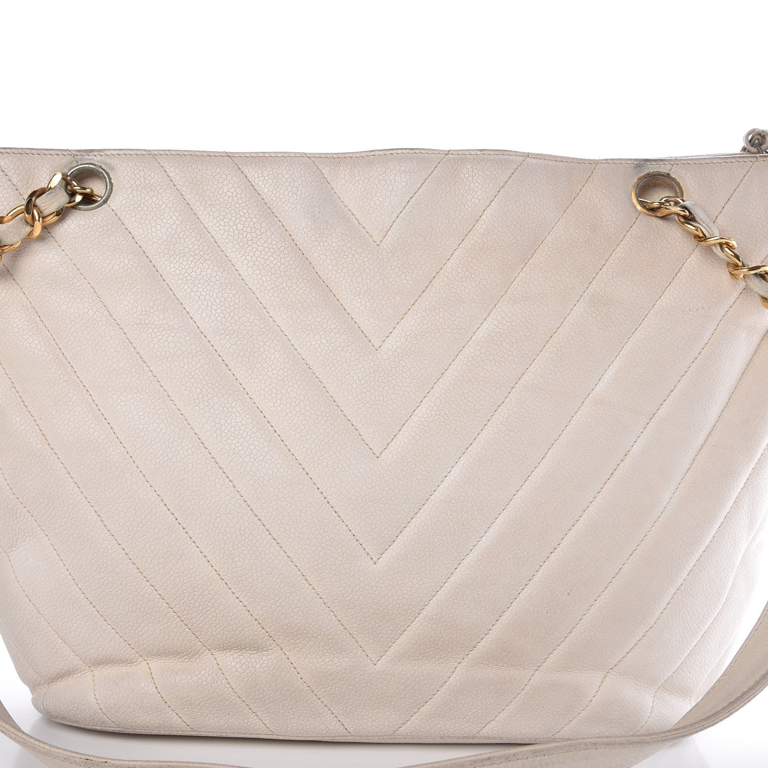 Chanel Caviar Chevron Quilted Shoulder Bag White 19 of 25