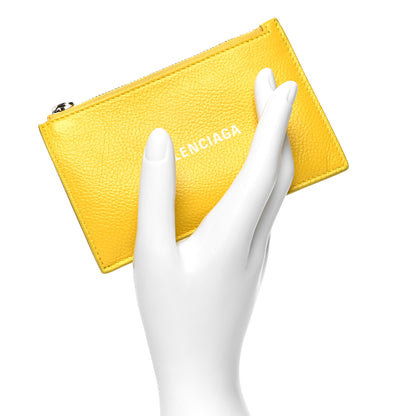 Balenciaga Grained Calfskin Logo Large Cash Long Coin Card Holder Yellow White 2 of 10