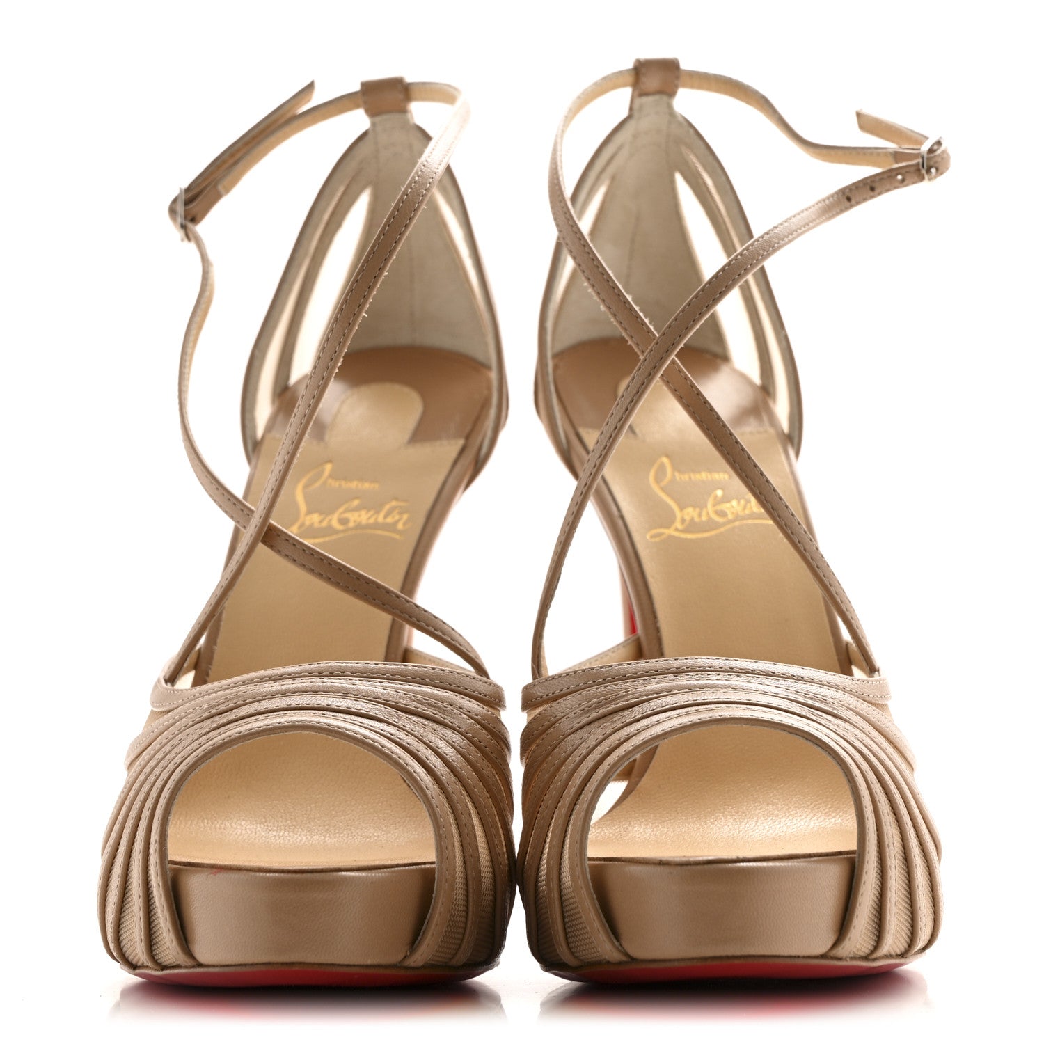 Christian Louboutin Kid Rete Filamenta 120 Platform Sandals 37 Nude 3 of 10