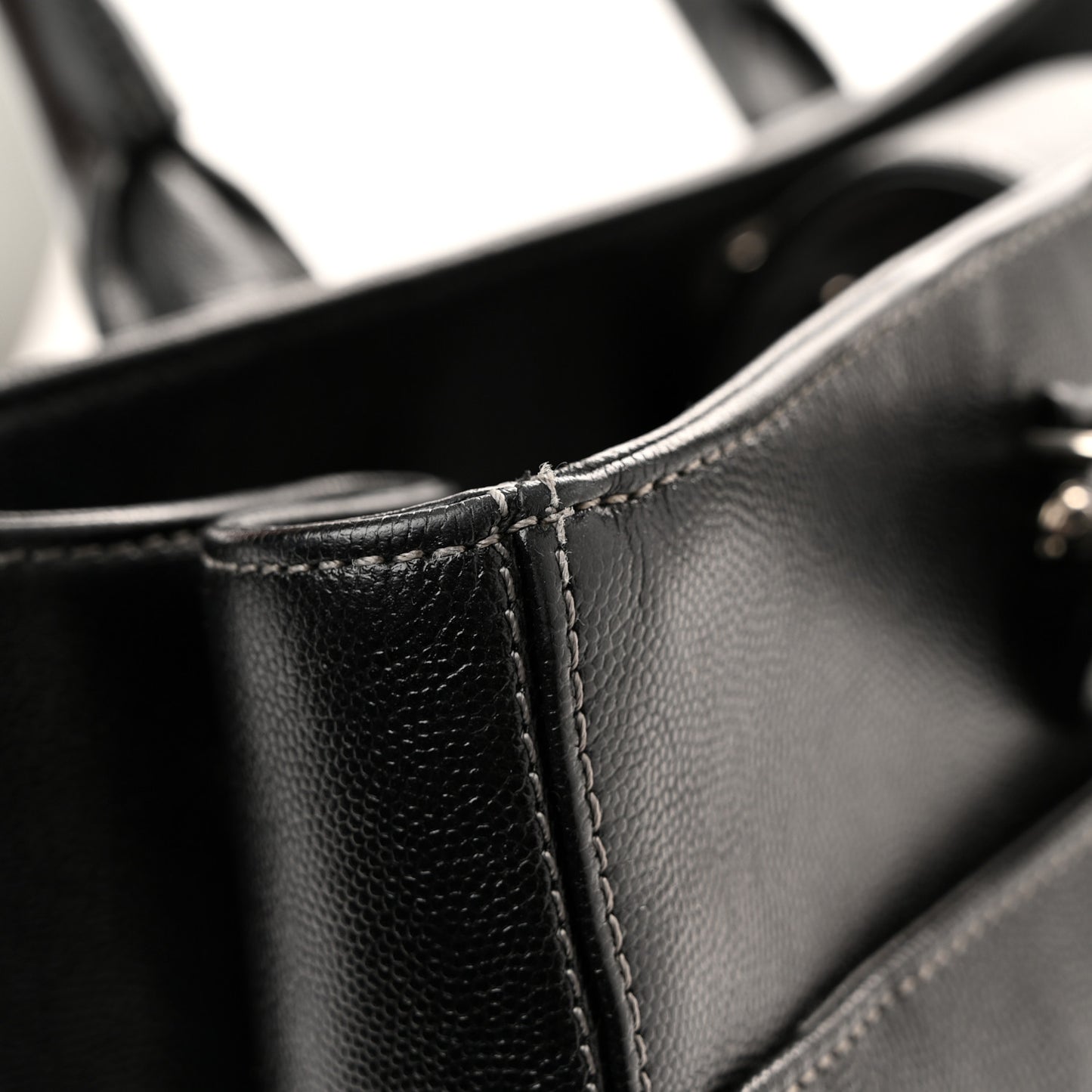 Calfskin Cerf Executive Shopper Tote Black