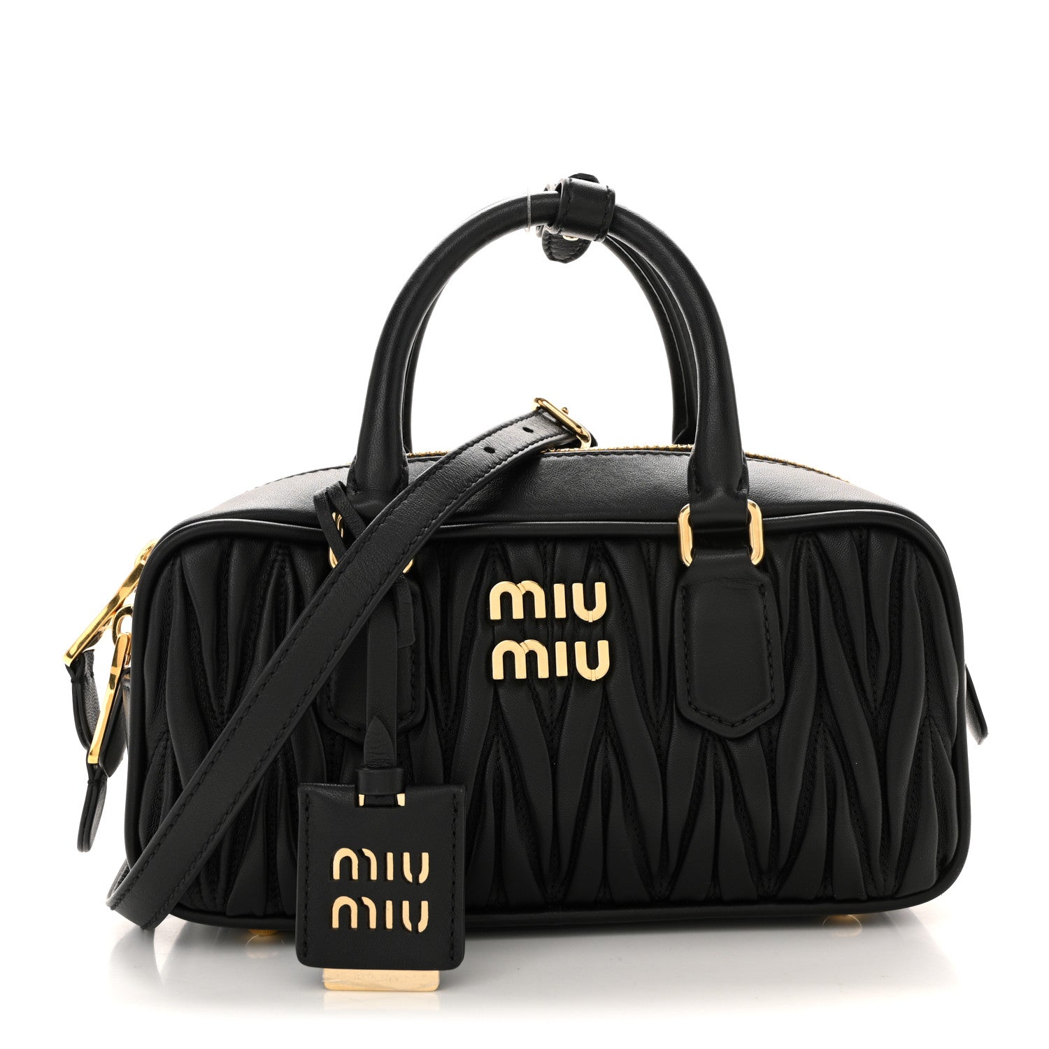 Miu Miu Nappa Matelasse Regular Arcadie Top Handle Bag Black 1 of 17
