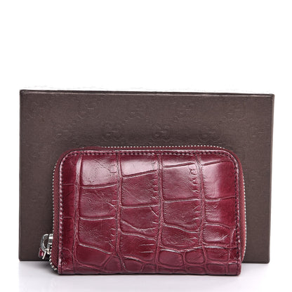 Gucci Crocodile Zip Around Card Case Cherry Gloss 8 of 8