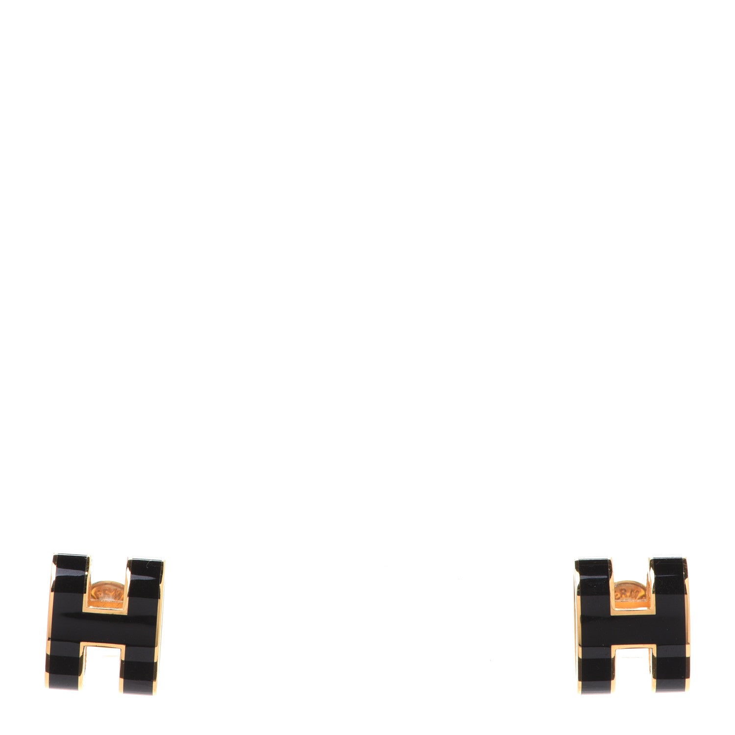 Hermes Gold Lacquered Pop H Earrings Black 1 of 7