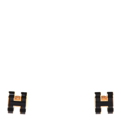 Hermes Gold Lacquered Pop H Earrings Black 1 of 7