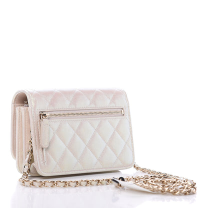 Chanel Iridescent Lambskin Quilted Mini Wallet On Chain WOC Ivory 3 of 11