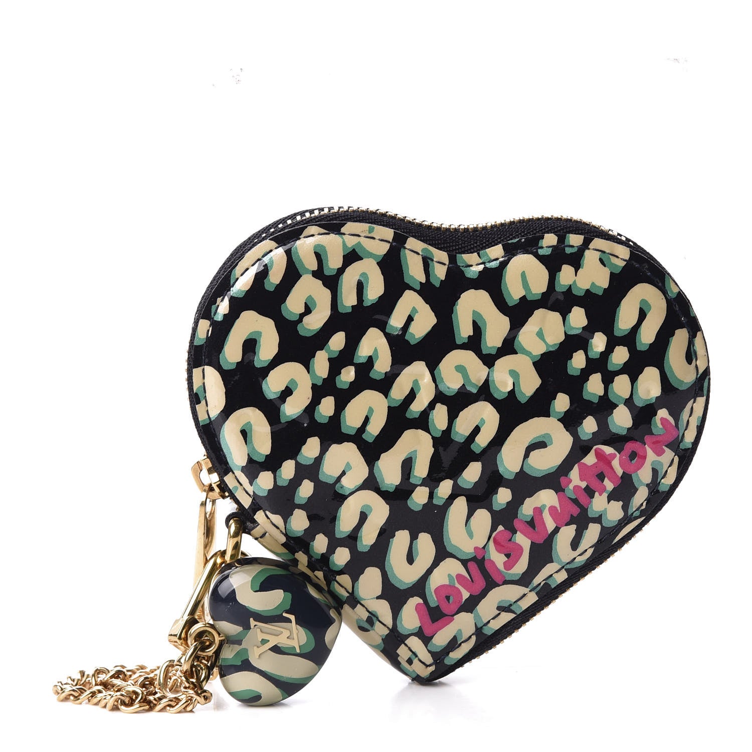 Louis Vuitton Vernis Leopard Coeur Heart Coin Purse Blue Infini 1 of 7
