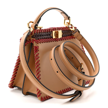 Fendi Vitello King Shiny Nappa Intreccio Petite Peekaboo I SEE U Satchel Miel Mogano Rosa Fragola 3 of 9