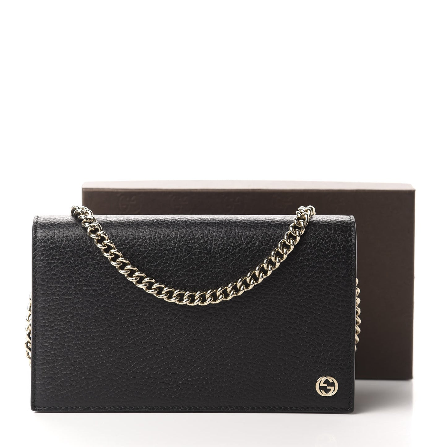 Dollar Calfskin Medium Betty Chain Wallet Black