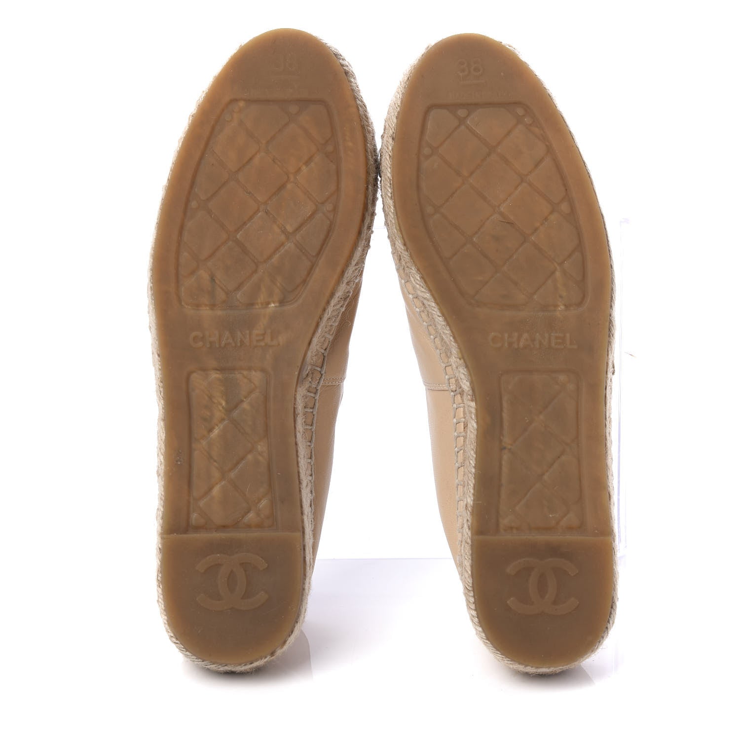 Chanel Lambskin CC Espadrilles 38 Beige Black 5 of 9