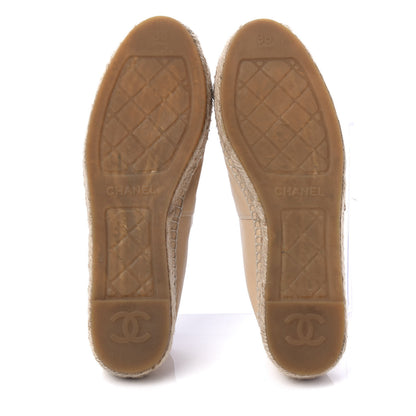 Chanel Lambskin CC Espadrilles 38 Beige Black 5 of 9