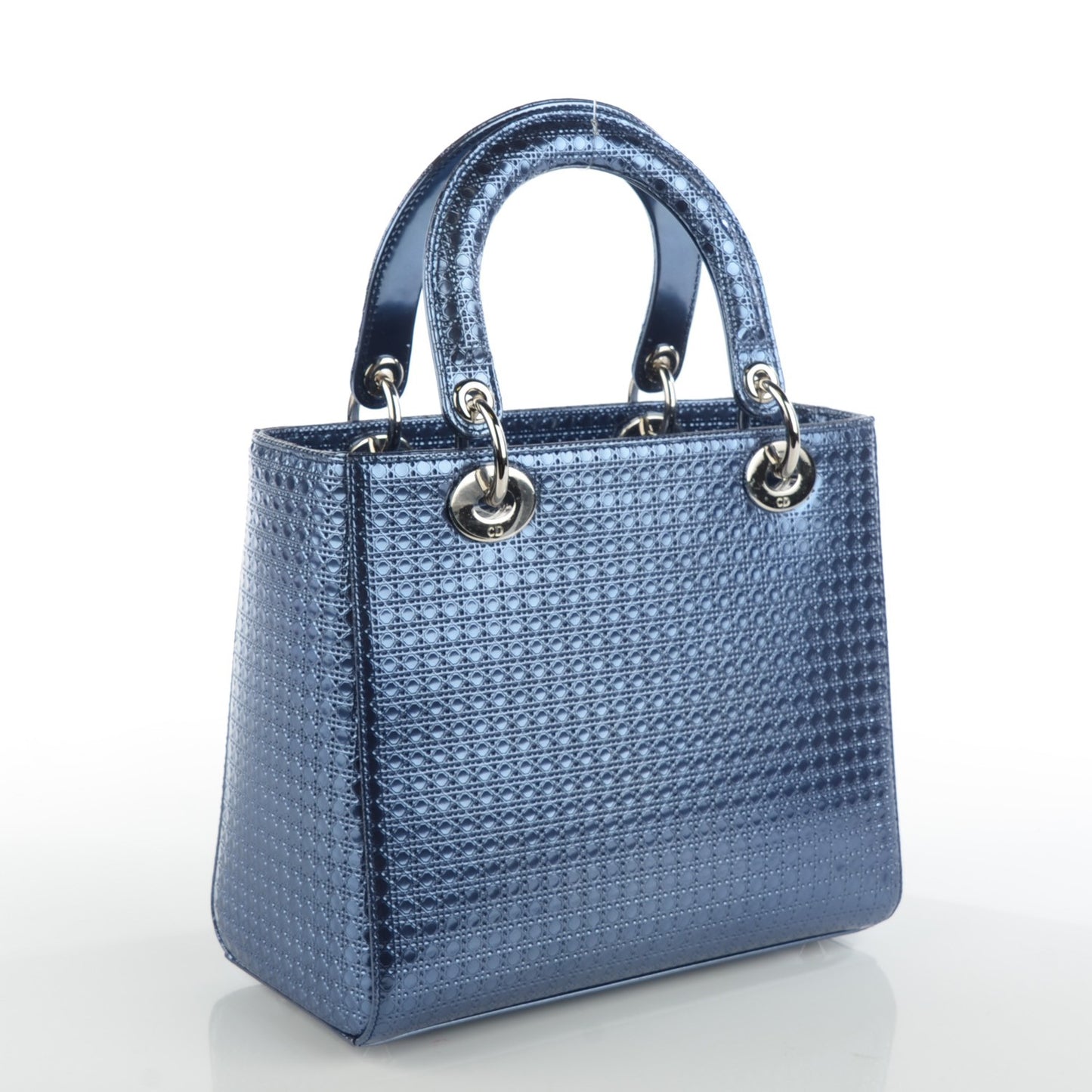Metallic Patent Micro-Cannage Medium Lady Dior Blue