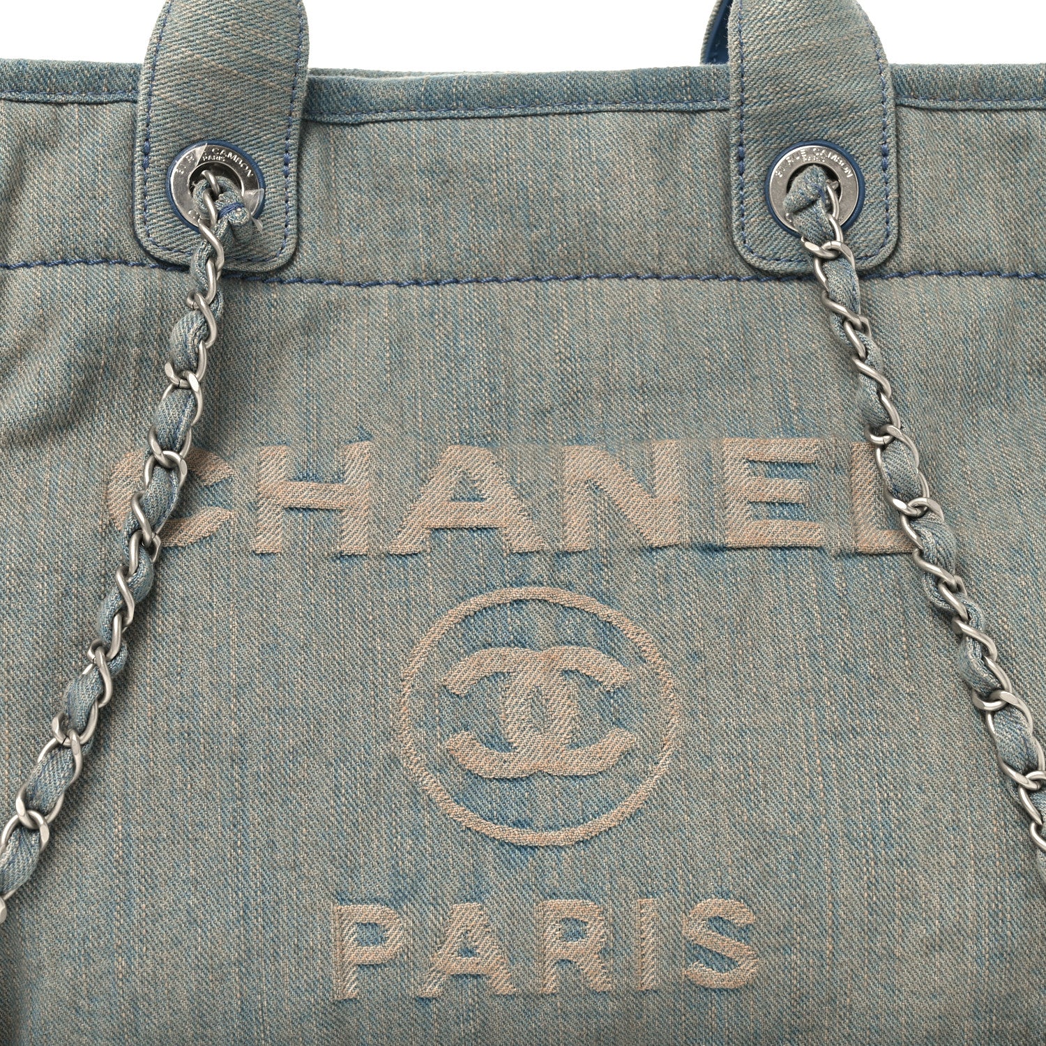 Chanel Denim Small Deauville Tote Light Blue 8 of 10