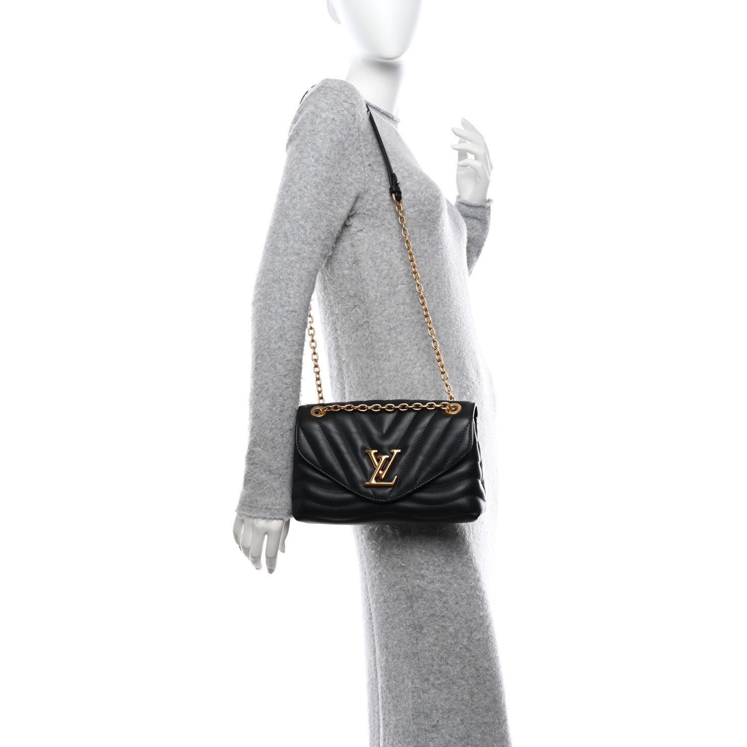 Louis Vuitton Calfskin LV New Wave Chain Bag Black 2 of 12