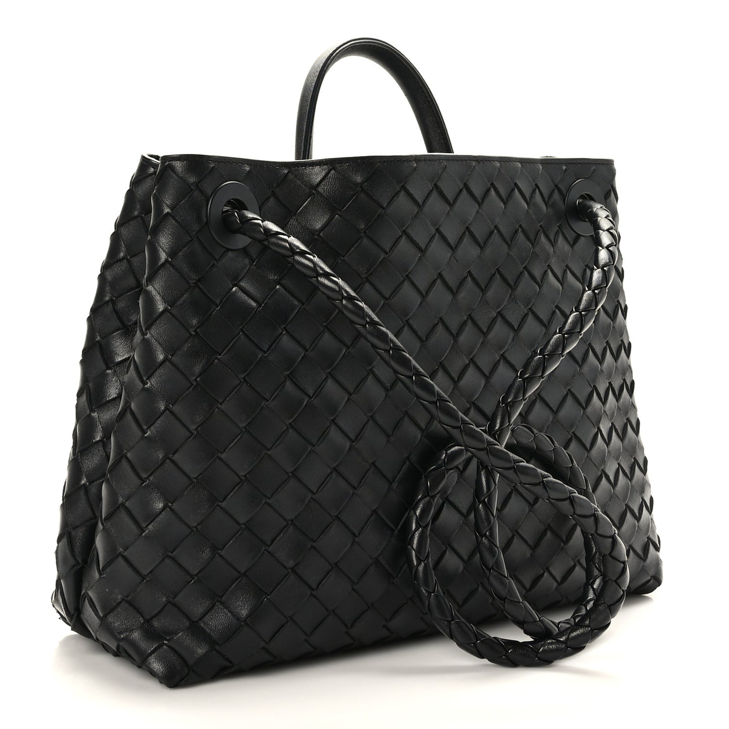 Nappa Intrecciato Medium Andiamo Shoulder Bag Black
