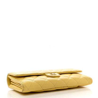 Chanel Caviar Quilted Large Gusset Flap Wallet Yellow 4 of 13
