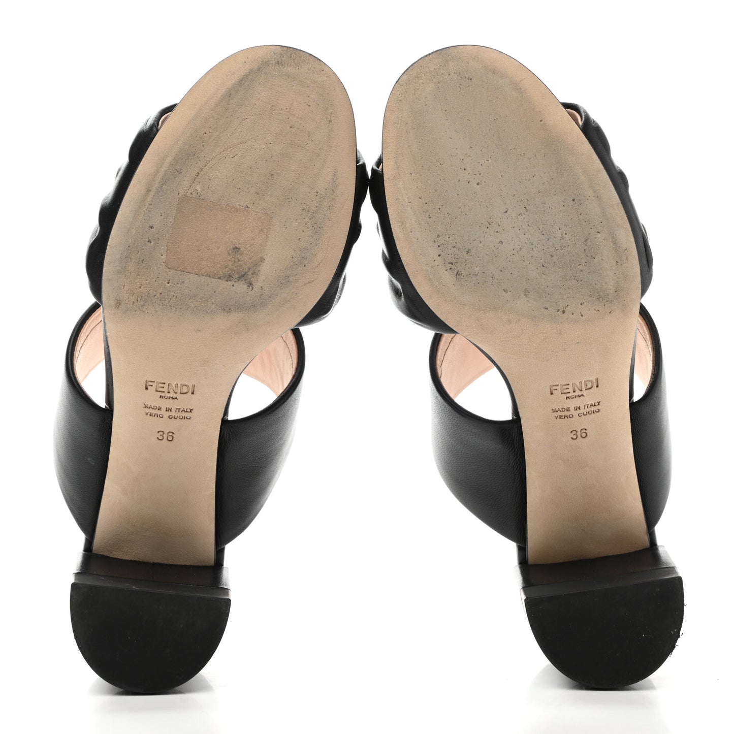 Nappa FF Embossed Slide Sandals 36 Black