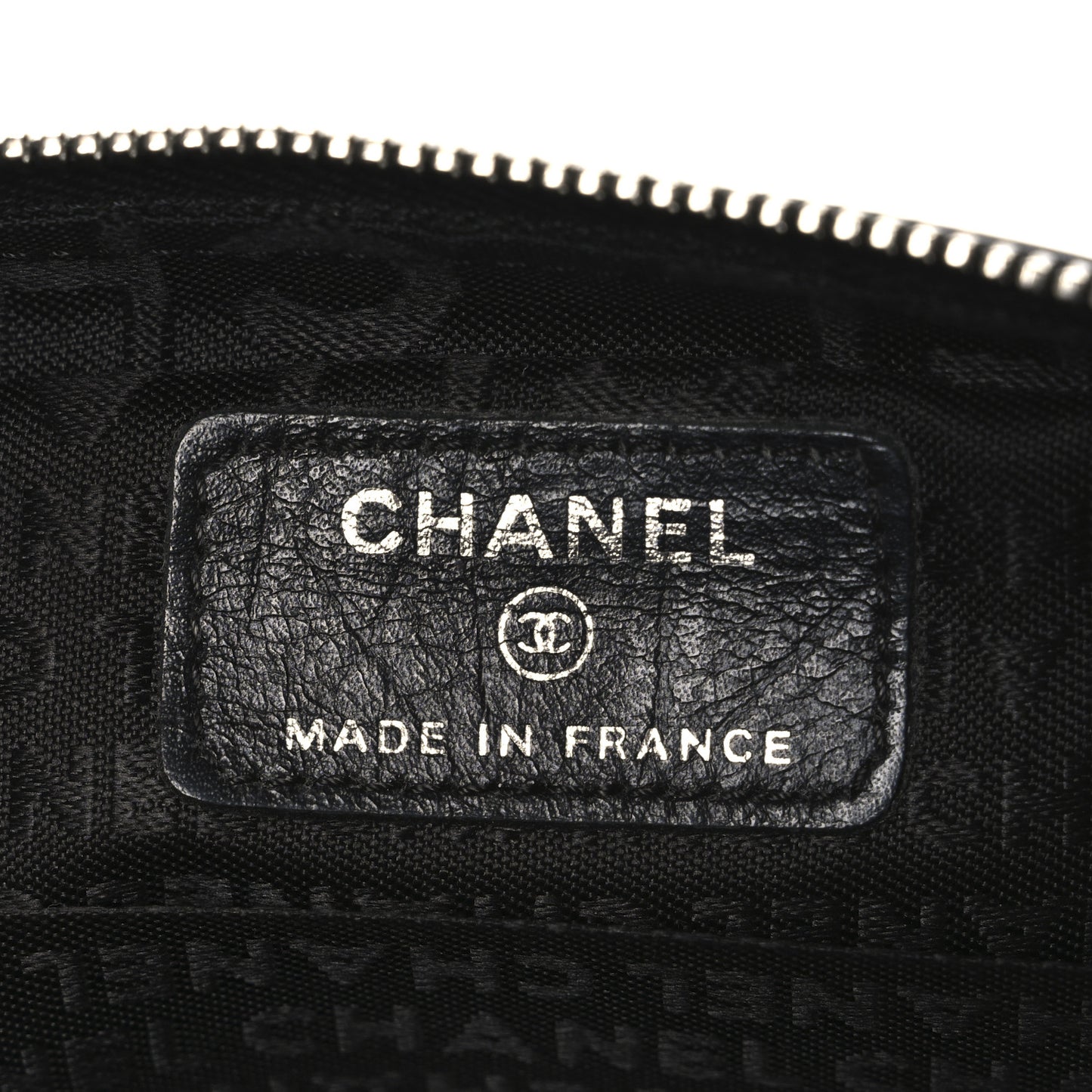 Aged Calfskin Quilted Cambon Cosmetic Case Black