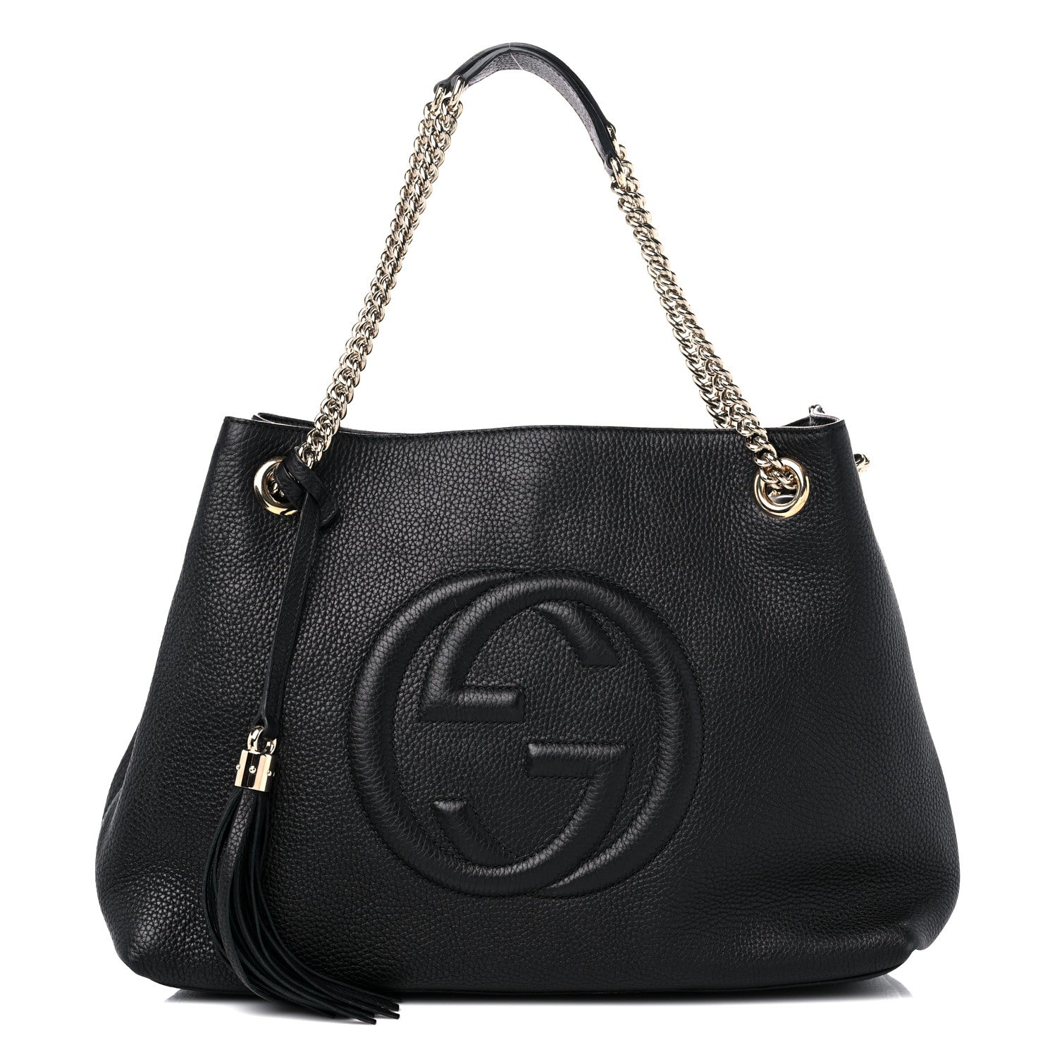 Gucci Pebbled Calfskin Medium Soho Chain Shoulder Bag Black 1 of 14