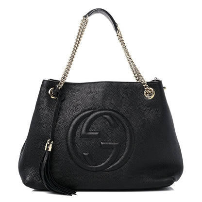 Gucci Pebbled Calfskin Medium Soho Chain Shoulder Bag Black 1 of 14