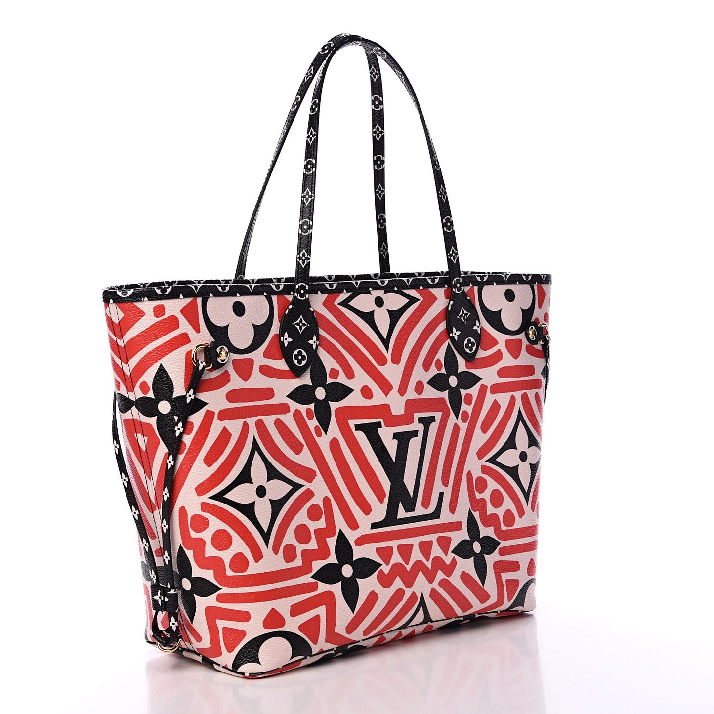 Monogram Giant Crafty Neverfull MM Creme Rouge Black
