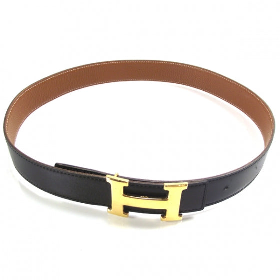Leather Reversible Constance H Belt 80 Black/Gold